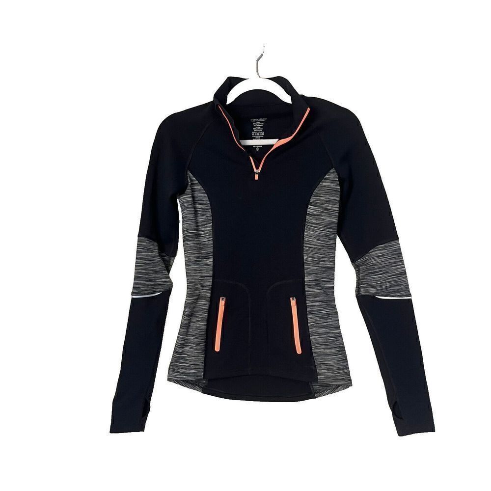 Sweaty‎ Betty British Design 1/4 Zip Black Jacket Pockets Thumbholes Size XSmall